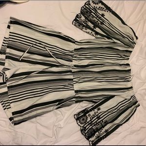 Black and white striped romper